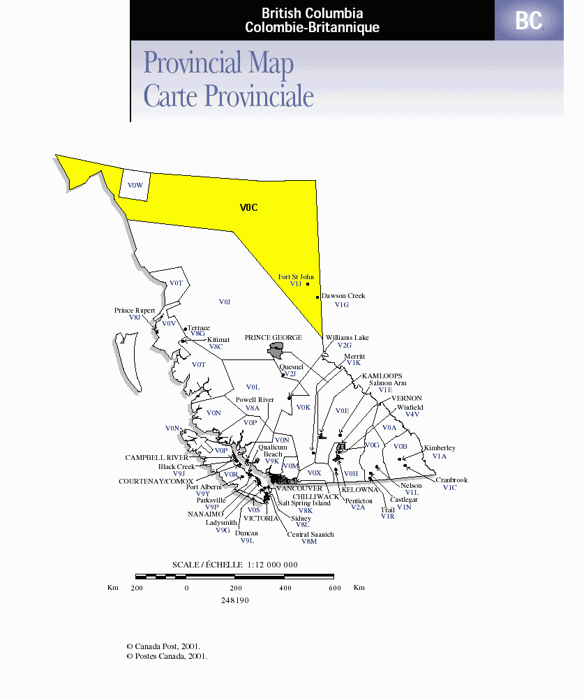 British Columbia Postal Codes