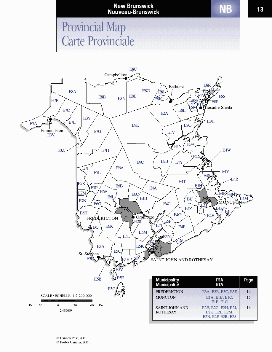 New Brunswick Postal Codes